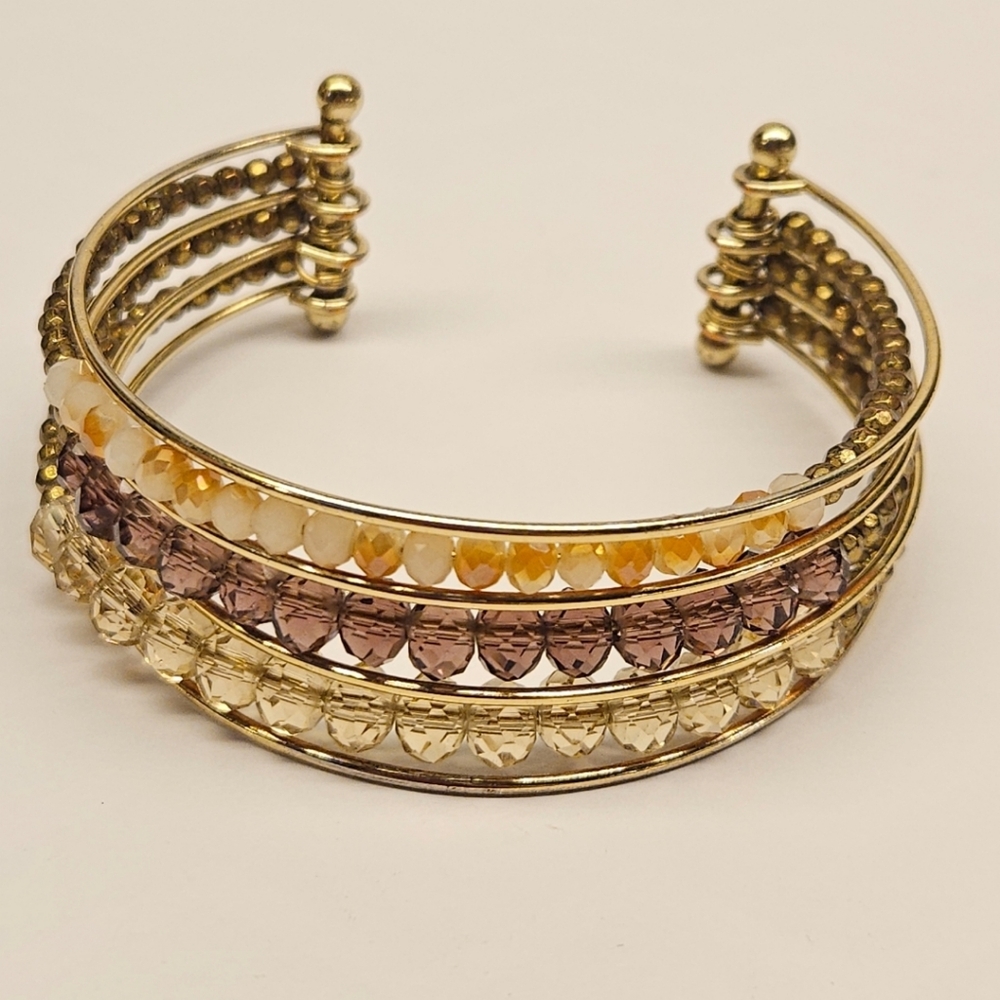 Gold Tone Glass Beaded Bracelet